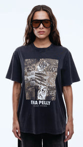 Ena Pelly Mixed Animal Tee Vintage Black