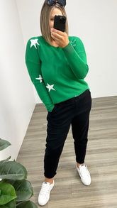 Betty Basic Sophie Knit Jumper Green Stars