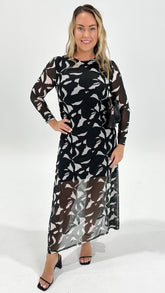 Sass Tarni Mesh Dress Iris Abstract Print