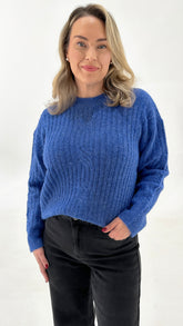 Sass Kira Cable Jumper Cobalt Blue