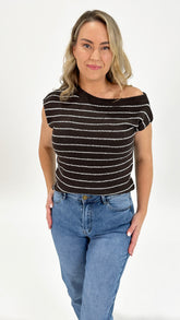Eva Knit Choc/White Stripe