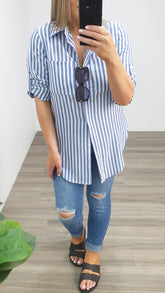 Maxine Stripe Shirt Blue