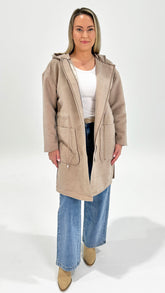 Sass Maxi Hooded Coat Oatmeal