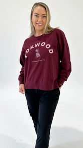 Foxwood Effortless Contrast Crew Wine