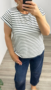 Betty Basics Caia Crew Tee Black Stripe