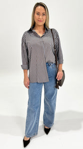 Sass Claudia Stripe Shirt Choc Blue