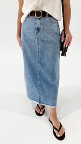 AAE Ray Denim Maxi Skirt Light Blue