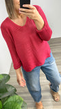 Rachel Roll Slv Knit Red