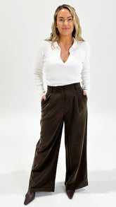 Sass Natalie Wide Leg Trouser Choc