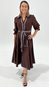 Poppy Contrast Trim Midi Dress