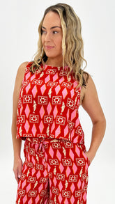 Betty Basics Copacabana Shell Top Sardinia Geo Print