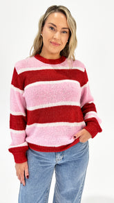 Holiday Cove Knit Pink Multi Stripe