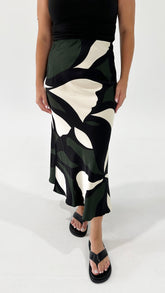 Sass Tarni Satin Slip Skirt Iris Abstract Print