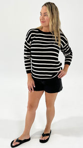 Betty Basics Bradford Knit Top Cream/Black