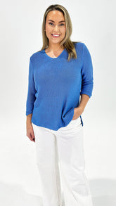 Oscar V-Neck Knit Blue