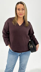 Nicki V-neck Knit Plum