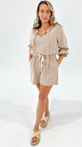 Brave+True Mardi Blouse Latte Pinstripe