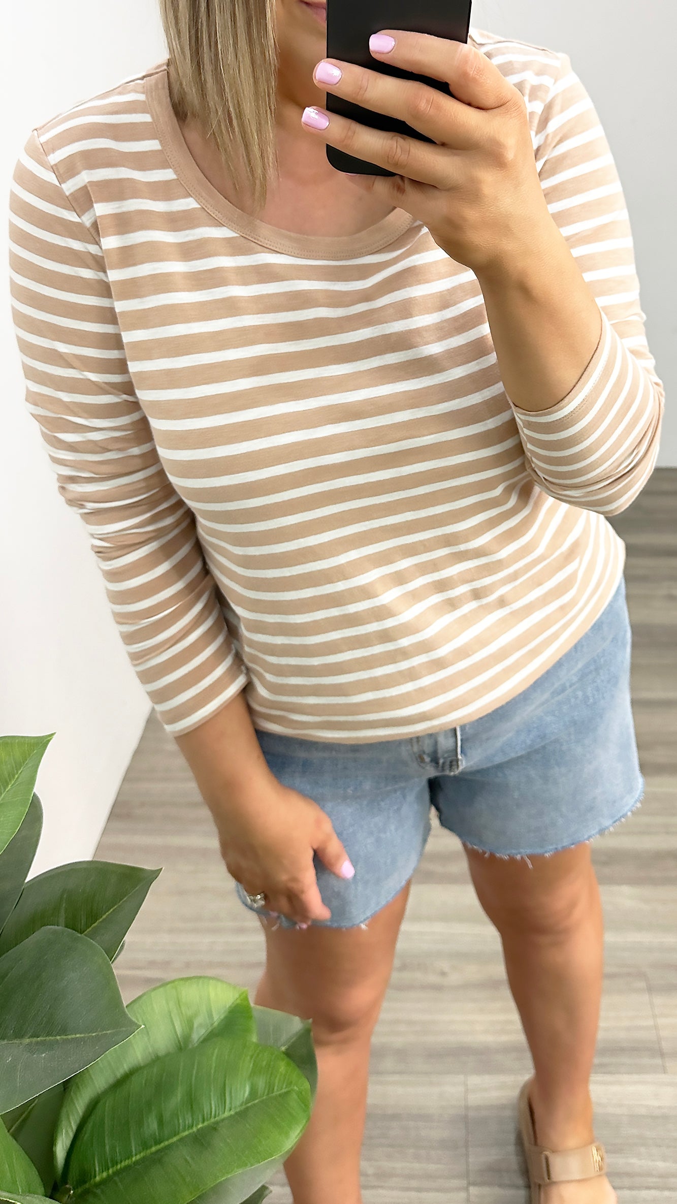 Betty Basics Megan L/S Beige Stripe
