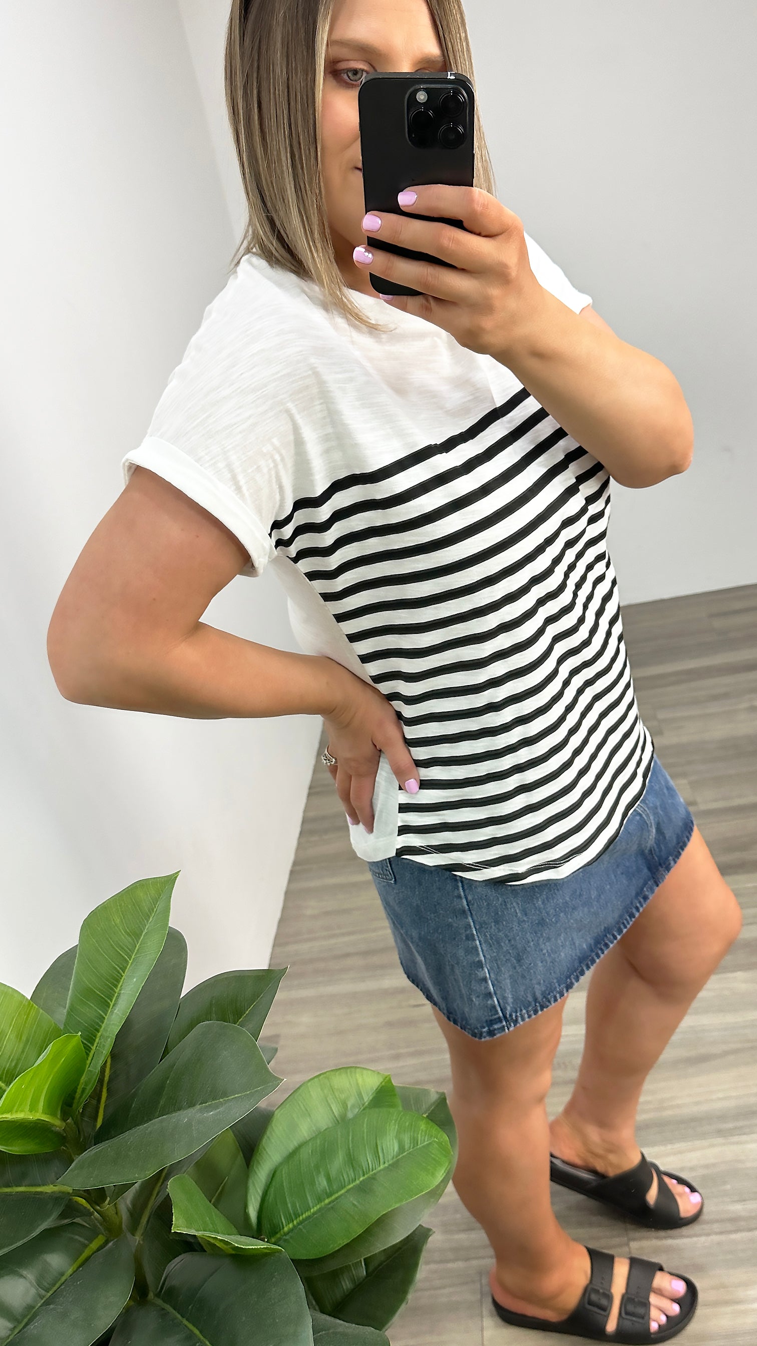 Betty Basics Hailey S/S Tee White/Blk