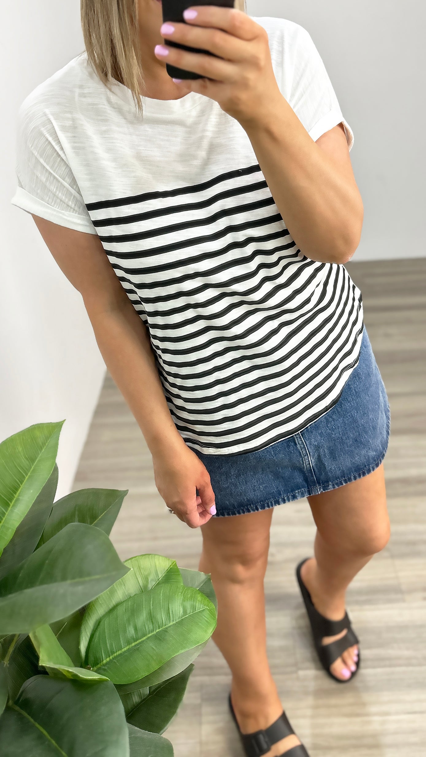 Betty Basics Hailey S/S Tee White/Blk