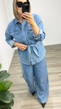 Staple Lyla Shacket Vintage Blue
