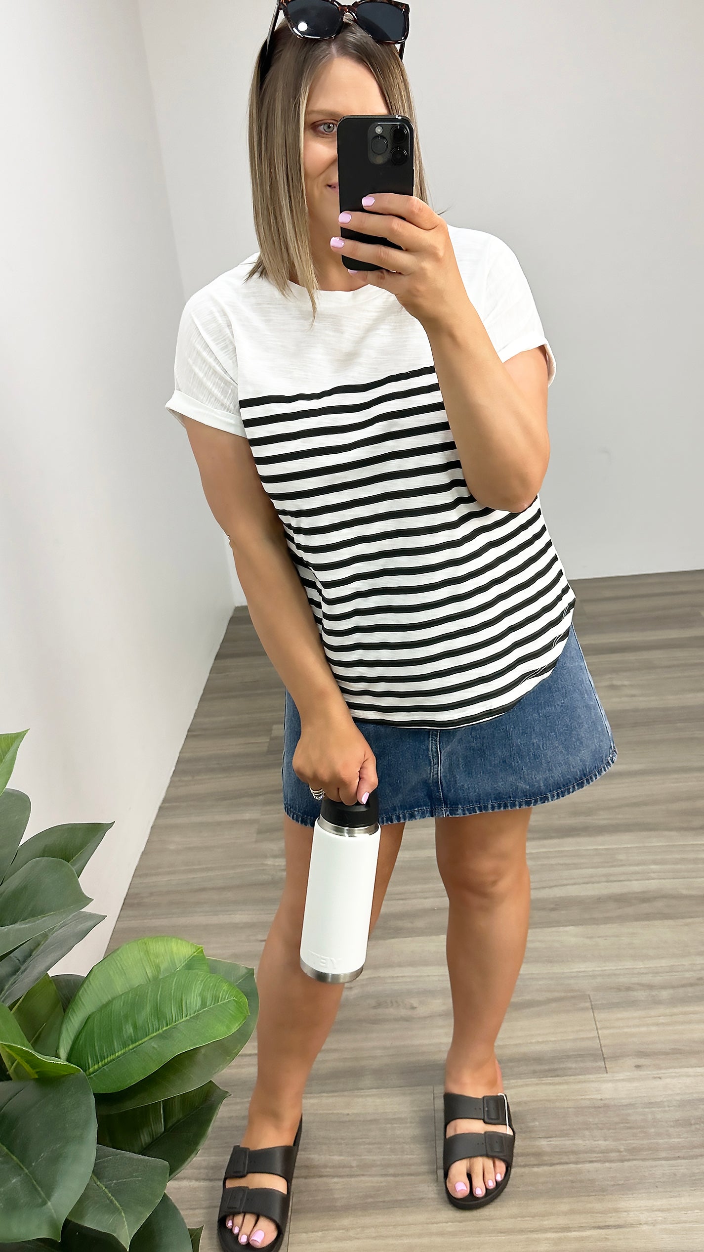 Betty Basics Hailey S/S Tee White/Blk