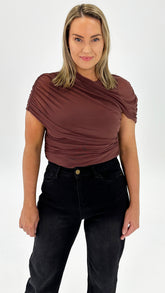 Kira Mesh Top Chocolate
