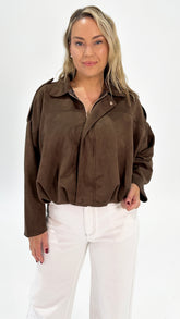 Knox Suede Bomber Jacket Chocolate