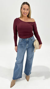 AAE Kylie Off Shoulder L/S Top Burgandy