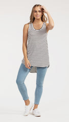 M005 Basemint Classic Long Tank Wht Stripe