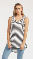M005 Basemint Classic Long Tank Wht Stripe