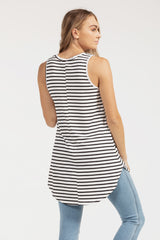 M005 Basemint Classic Long Tank Wht Stripe