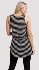 M005 Basemint Classic Long Tank Blk Stripe