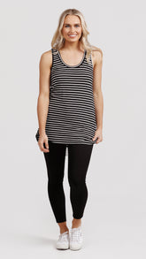 M005 Basemint Classic Long Tank Blk Stripe