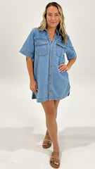 Ceres Life Sammy Relaxed Shirt Dress Vinatge Blue