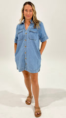 Ceres Life Sammy Relaxed Shirt Dress Vinatge Blue