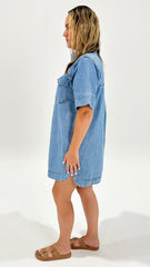 Ceres Life Sammy Relaxed Shirt Dress Vinatge Blue