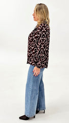 Sass Willow Tie Front Blouse Ikat Pink
