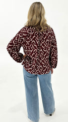 Sass Willow Tie Front Blouse Ikat Pink