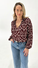 Sass Willow Tie Front Blouse Ikat Pink