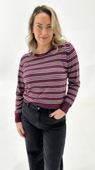 Betty Basics Lenore Sweater Wine Stripe