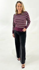 Betty Basics Lenore Sweater Wine Stripe
