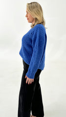 Sass Kira Cable Jumper Cobalt Blue