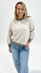 Tilly Crew Knit Beige/ Choc