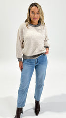 Tilly Crew Knit Beige/ Choc