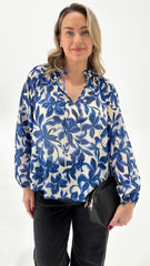 Sass Willow Tie Front Blouse Blue Iris