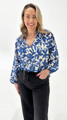 Sass Willow Tie Front Blouse Blue Iris