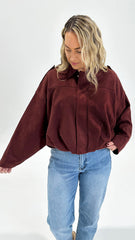 Knox Suede Bomber Jacket Burgundy