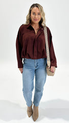 Knox Suede Bomber Jacket Burgundy