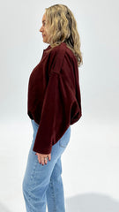 Knox Suede Bomber Jacket Burgundy
